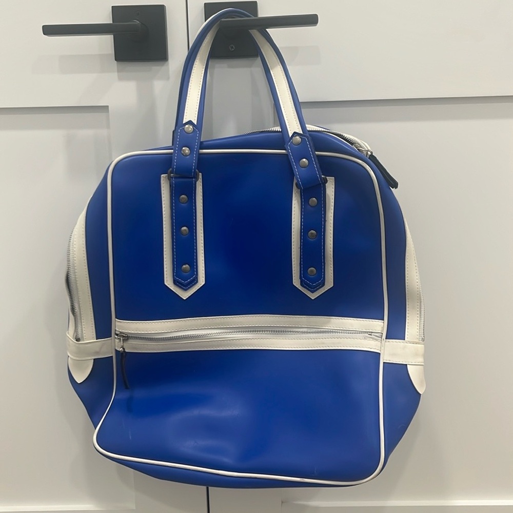 Dolce & Gabanna Blue Leather Bowling Bag
